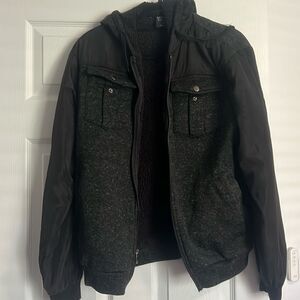 Original Deluxe Hooded Jacket - Fur / Bomber Sleeves - Size Medium Warm Coat